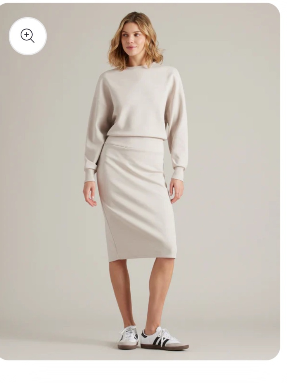 RHÔNE Dreamglow Long Sleeve Sweatshirt Dress, cream color and size medium